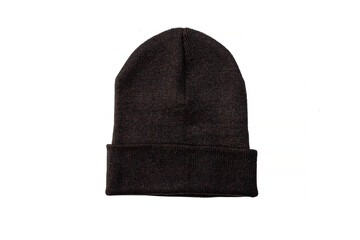 Black knitted sports cap on a white isolated background. Isolates.