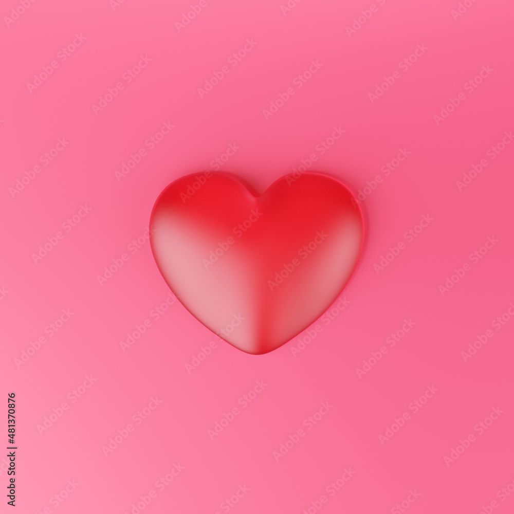 Poster 3d render of heart on a red background