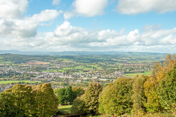 Autumn landscape looking over into Monmouthshire, Wales, UK.