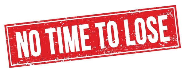 NO TIME TO LOSE text on red grungy rectangle stamp.