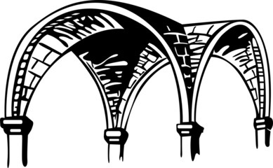 The convex vault rests on four columns
