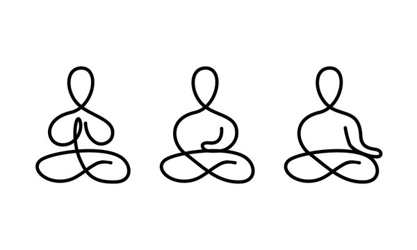 Continuous one line drawing meditation sitting set