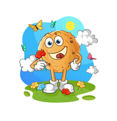 cookie pick flowers in spring. character vector