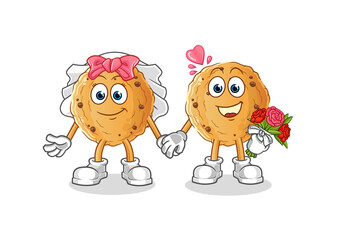 Fototapeta premium cookie wedding cartoon. cartoon mascot vector