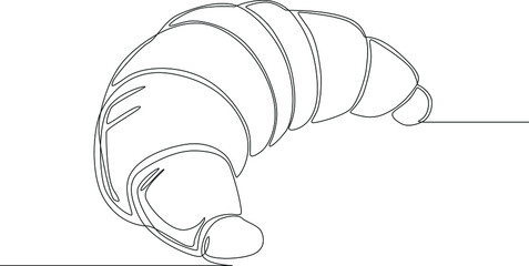 Simple continuous line drawing of very delicious bread containing chocolate inside, in black and white background. Vector illustration. Chocolate.