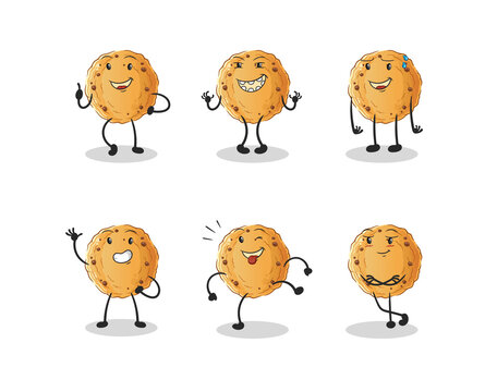 cookie happy set character. cartoon mascot vector