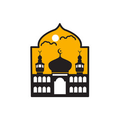 islamic mosque logo vector icon symbol design illustration