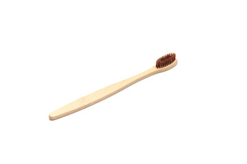 Toothbrush made of bamboo isolated on white background. Plastic free.