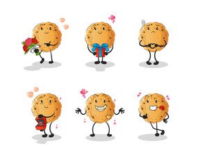 cookie love set character. cartoon mascot vector