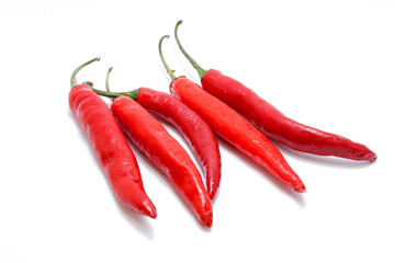 Big fresh red chilies isolated on white background. Can be used for mixed sauces