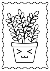 Kawaii  Home Plants Coloring Pages Printable 