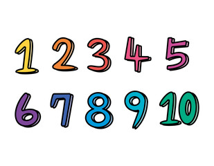 数字のイラスト　手書き　ベクターイラスト