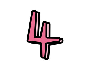 Fototapeta premium 数字のイラスト 手書き ベクターイラスト 4