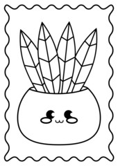 Kawaii  Home Plants Coloring Pages Printable 