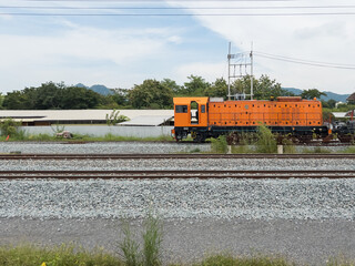 The old locomotive used to transport concrete sleepers to lay railroad tracks.