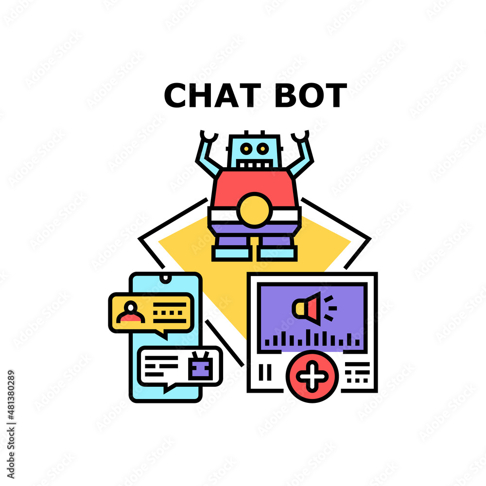 Poster chat bot robot. chatbot service. ai talk. mobile phone. digital online. virtual business. web suppor