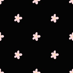 Cute flower on black background, fabric, paper, wrapping, abstract background.