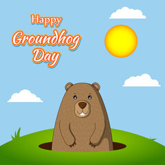 Obraz na płótnie Canvas Vector illustration concept of Happy Groundhog Day greeting