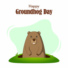 Vector illustration concept of Happy Groundhog Day greeting