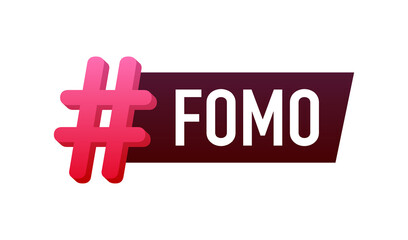 Modern hashtag fomo, great design for any purposes. Vector typography illustration. Flat cartoon vector illustration. Flat design. Social media concept.