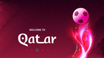 Fotobehang Abstract waving background, welcome to Qatar banner © badwiser