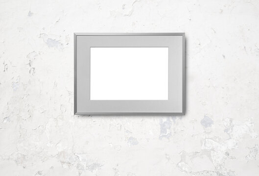 Silver  frame on white grunge background