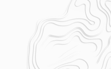 Paper cut vector art background banner texture website template, 3D papercut layers,  Abstract paper cut white background. Topographic canyon map light relief texture, abstract realistic papercut.