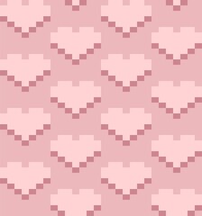 Pixel hearts seamless pattern background.