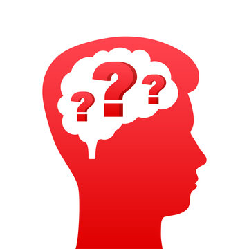 recommend clip art: Silhouette head illustration with question sign. Vector illustration.