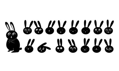 rabbit and different emotions. Bunny constructor. Symbol of the year 2023.