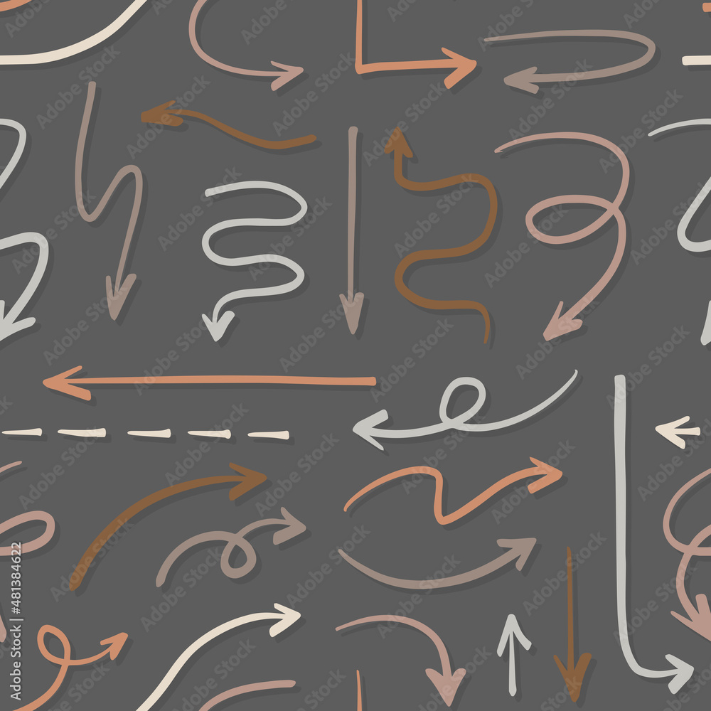 Aufkleber hand drawn arrow seamless pattern. bullet journal web visual note sketch elements on repeat pattern.