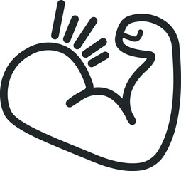 Arm power icon, power symbol, bodybuilder arm sign vector 