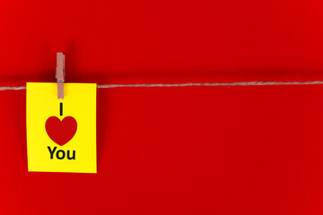 I love you, lettering text. Concept of love and valentine's day on a red background. 