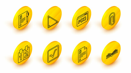 Set line Mobile calculator interface, Infinity, Open book, Mathematics function cosine, Book with word mathematics, Geometric figure Pentagonal prism, Calendar and icon. Vector