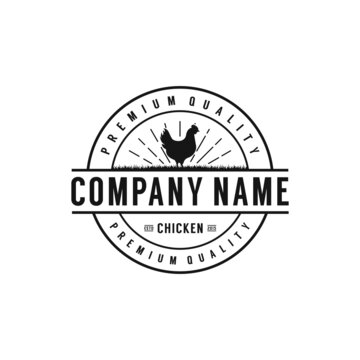 Vintage Chicken logo with emblem design inspirations
