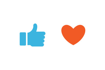 Like icon, thumb up and heart icon vector