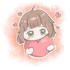 little girl with heart