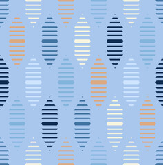 Seamless Pattern with Simple Geometric Ornament in Blue Colors. Vector Illustration.