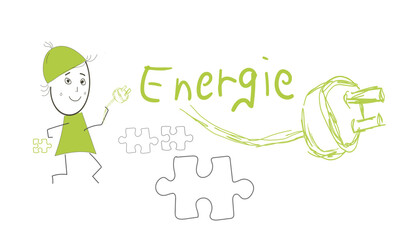 Energie Puzzle Teile Hintergrund Zeichnung Skizze