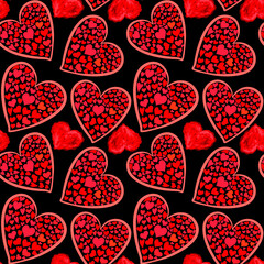 seamless pattern with red hearts