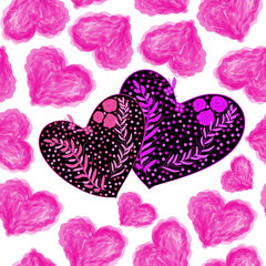 pattern with pink hearts
