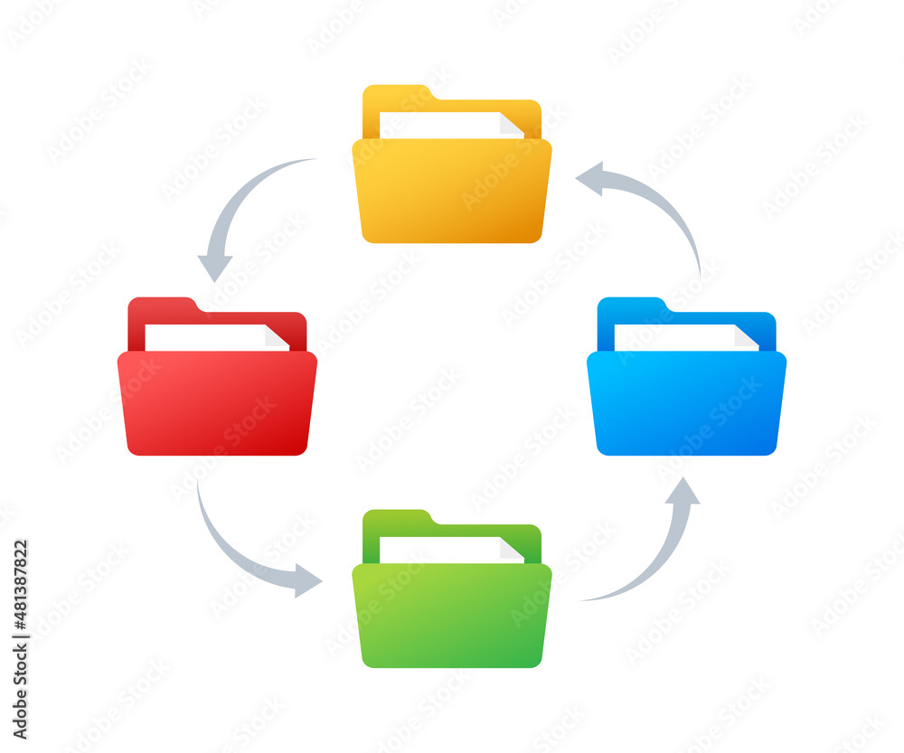 Poster flat icon with file exchange. flat digital vector illustration. cloud storage icon. data storage.