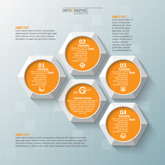 Abstract 3D Paper Infographics. Business template .Vector illustration