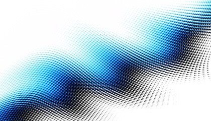 Abstract digital fractal pattern. Horizontal orientation. Expressive curved blue lines on white background.