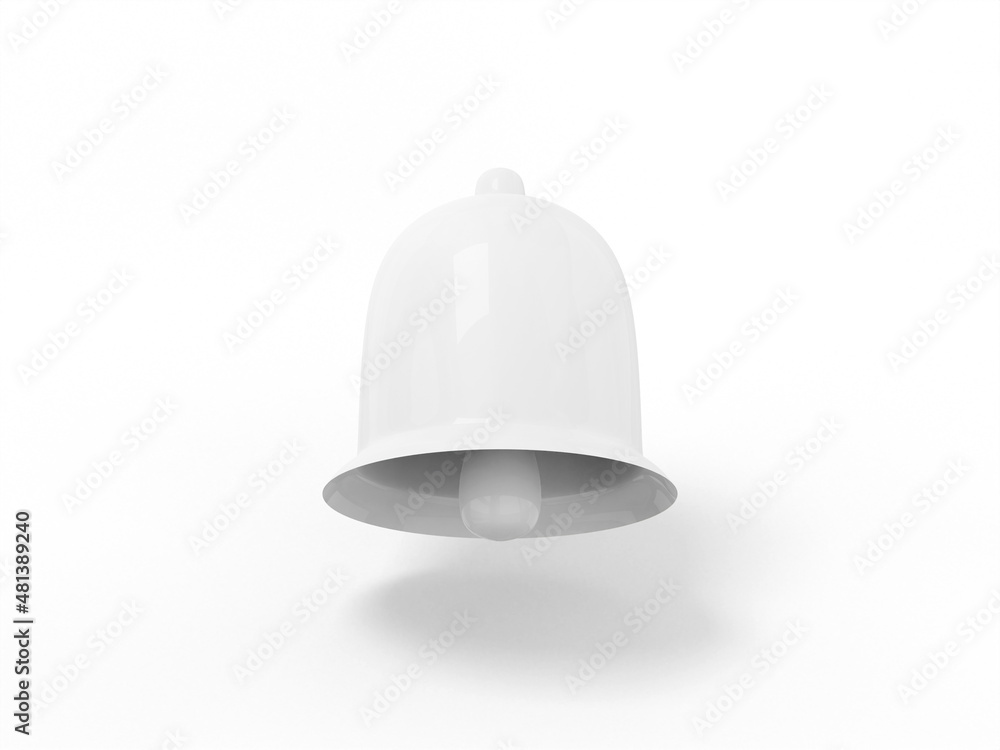 Poster white single color bell on a white monochrome background. minimalistic design object. 3d rendering i