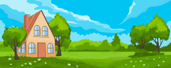 Naklejka premium Rural summer landscape