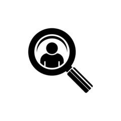 Job search icon. Hiring. Search for the best candidates. Human resources. Selection of people to work in a team. Recruiting personnel for vacancies in the company. Black solid vector icon isolated