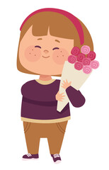 little girl with flowers