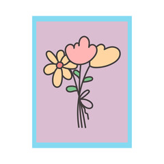 flowers romantic simple bouquet doodle. Vector design concept for Valentines Day