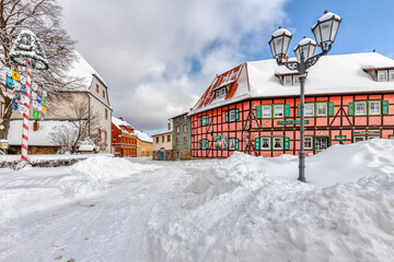 Naklejka premium Bilder aus dem winterlichen Harzgerode im Harz Selketal